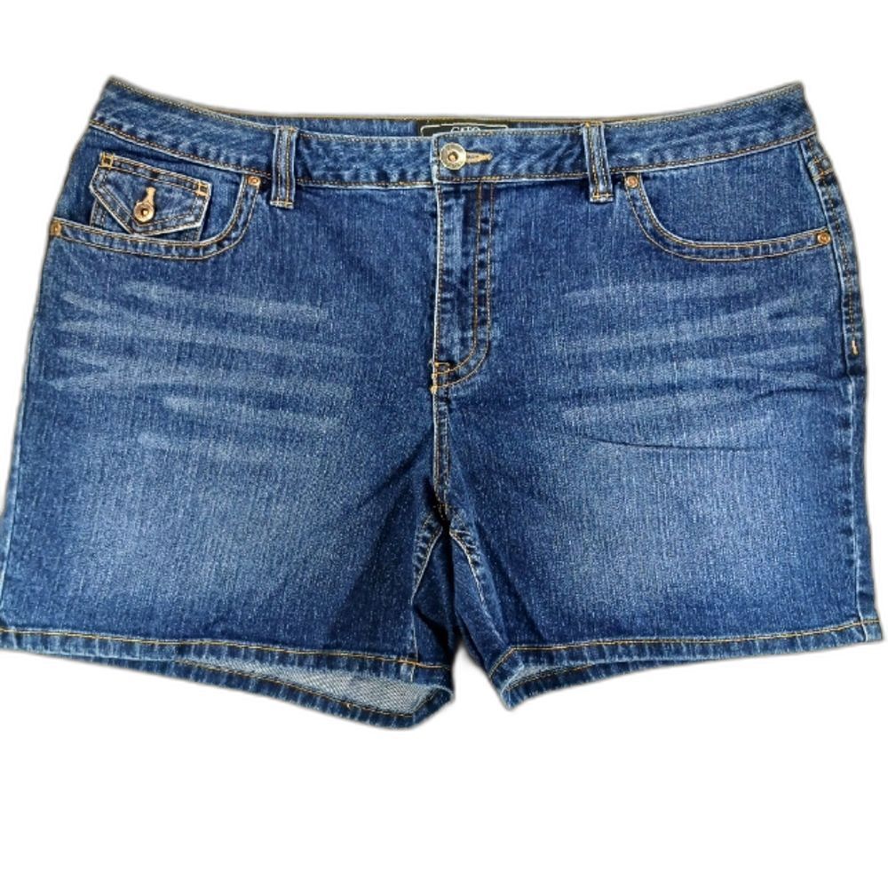 Cato Stretch Denim 5 Pocket Shorts Back Pocket Stitching Women's 20W. (40W) Blue
